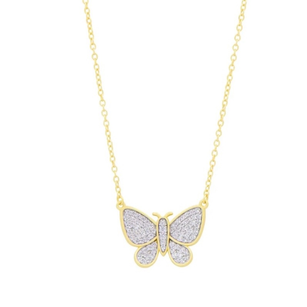 Gold and Silver Butterfly Pendant Necklace